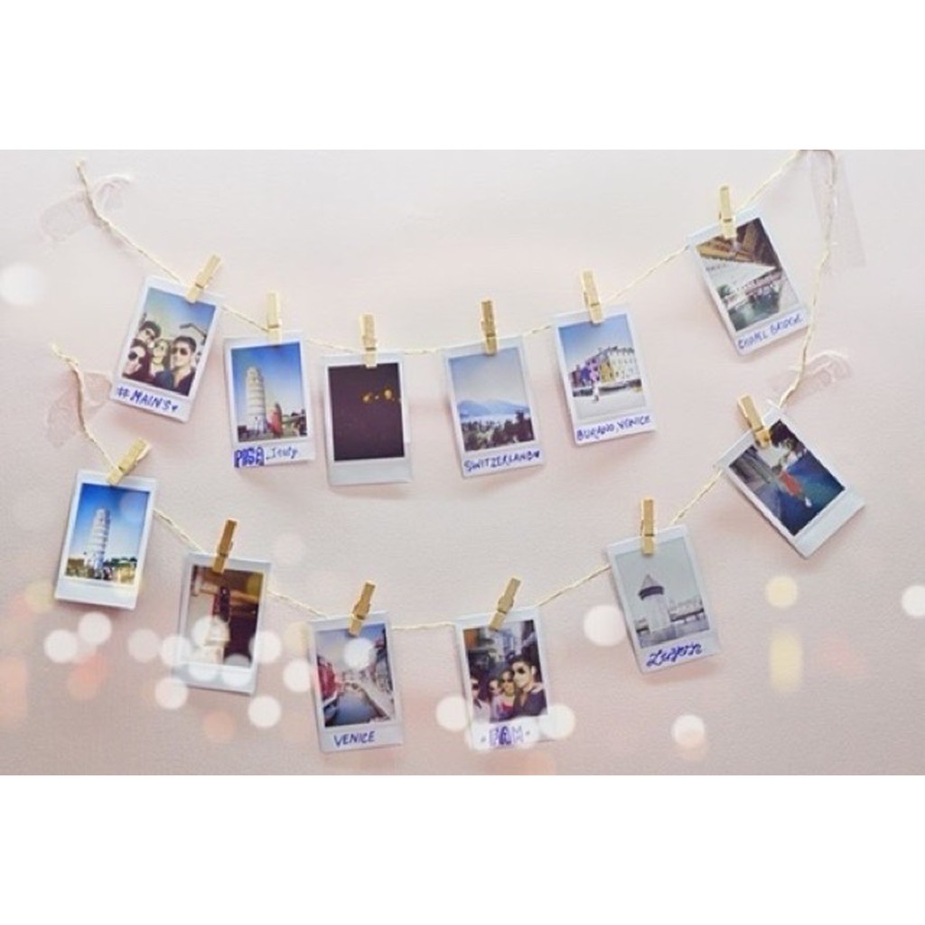 Set 20 Kẹp Gỗ Thông Kích Thước 3.5 x 0.7 Cm, Kèm 5 Mét Dây Thừng Trang Trí
