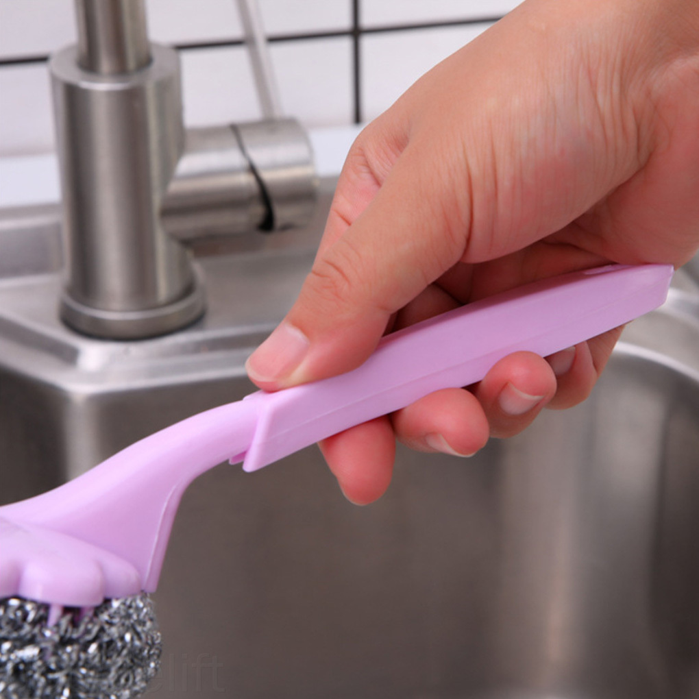 Cọ Chà Xoong Sắt Có Tay Cầm Nhựa Pp Tiện Lợi