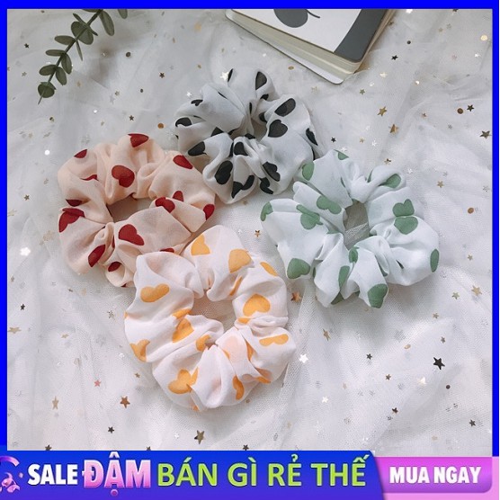 [Mã FADI5K245 giảm 5K đơn 0đ] Dây cột tóc vải Scrunchies Trái tim