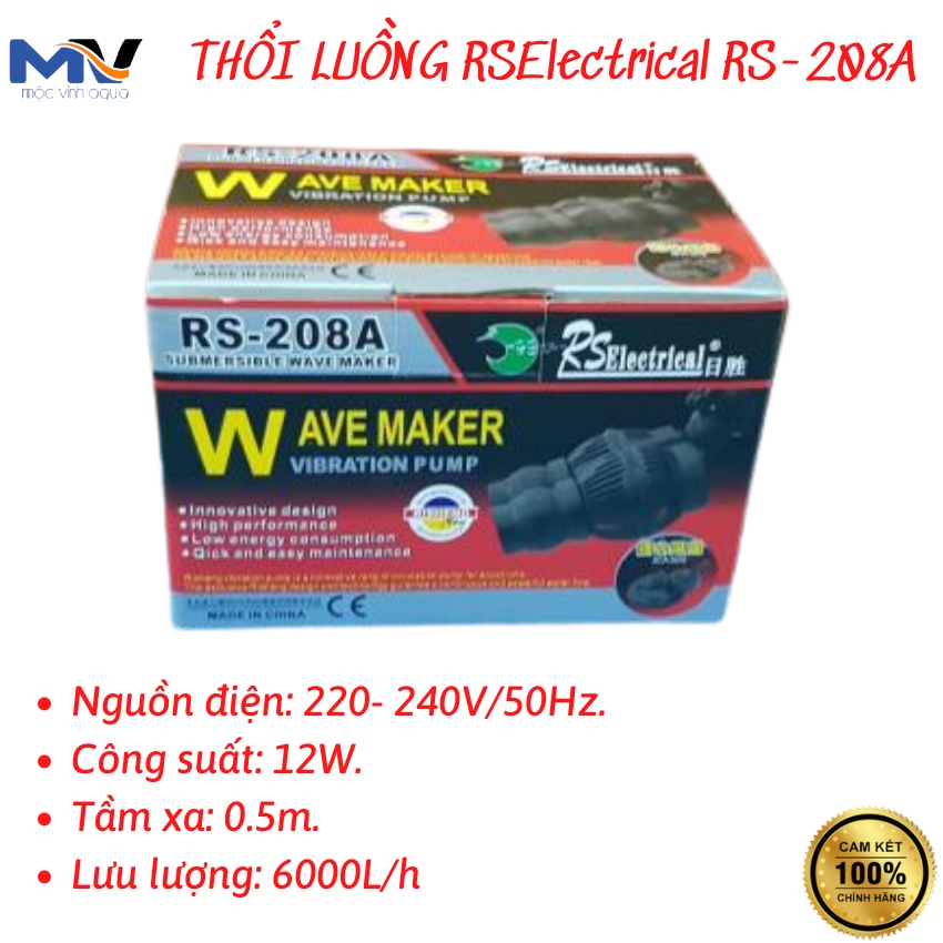 Thổi luồng hồ cá RS-208a tạo sóng đôi công suất 12W - 6000L/H - 0.5M