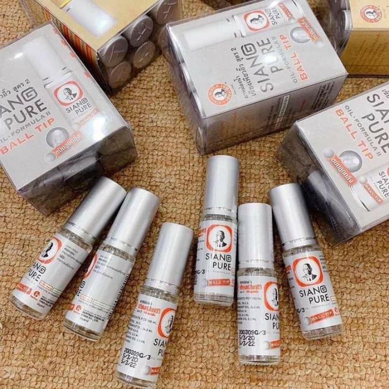 Dầu Gió Bi ⚡𝗧𝗵𝗮́𝗶𝗹𝗮𝗻𝗱⚡ Dầu Gió Lăn Siang Pure Oil Formula Ball Tip 3cc