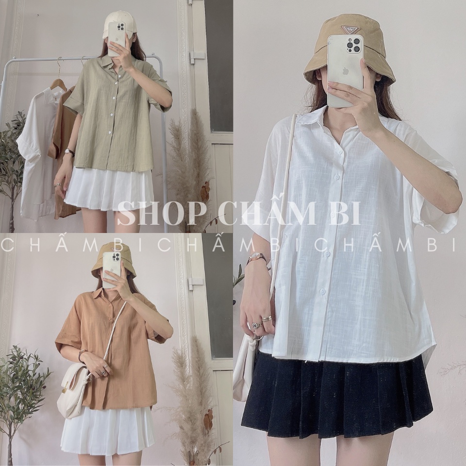 [Mã 99FASHIONSALE1 giảm 10K đơn 50K] Áo sơ mi tay ngắn A.238, Áo sơ mi sọc nhỏ xẻ lưng 6 màu cực xinh