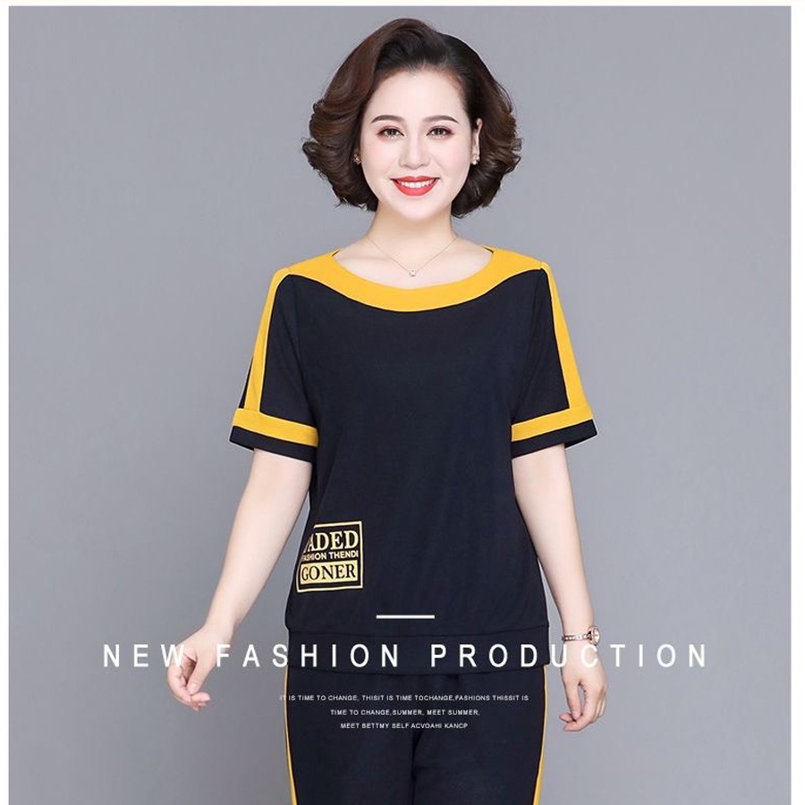 Bộ quần áo mùa hè trung niên vải cotton 100% cao cấp. Vải phối nhẹ nhàng và tinh tế