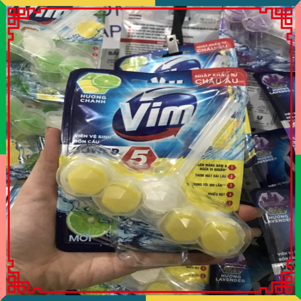 Viên Treo Tẩy Bồn Cầu Vim Power 55g Loại Mới Có Móc Treo