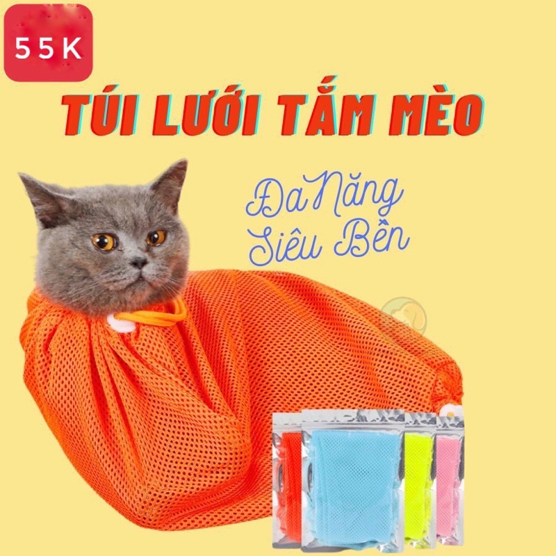 [Mã PET50K giảm Giảm 10% - Tối đa 50K đơn từ 250K] Túi Lưới Đa Năng Cắt Móng, Tắm Tránh Mèo Cào