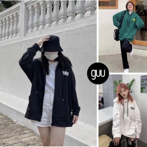 Áo khoác nỉ GUU dây kéo TBO form rộng túi hộp 2 bên ulzzang thời trang phong cách nam nữ trẻ trung năng động