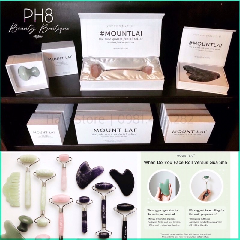 Đá lăn mặt Facial Roller và Gua sha massage mặt Mount Lai / Zoe Ayla ngăn ngừa lão hoá