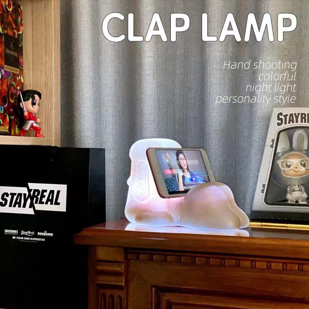 Đèn LED Ngủ Để Bàn Màu Đen Tích Hợp Giá Đỡ Điện Thoại Tiện Lợi