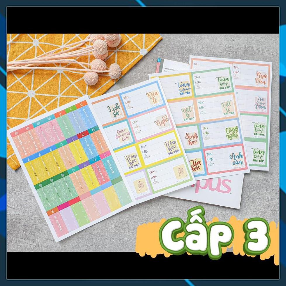 COMBO NHÃN VỠ & NHÃN DÁN GÁY TẬP  PHÂN MÔN - CẤP 2 - CẤP 3