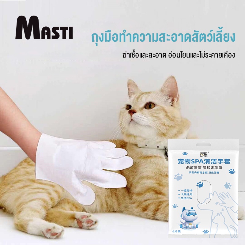 Bộ 6 cái găng tay Masti Li0290Dispo dùng để làm sạch khử mùi cho thú cưng
