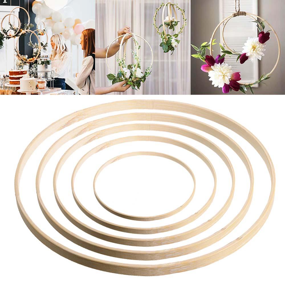 Set 5 Khung Gỗ Tròn Làm Vòng Hoa Thủ Công DIY