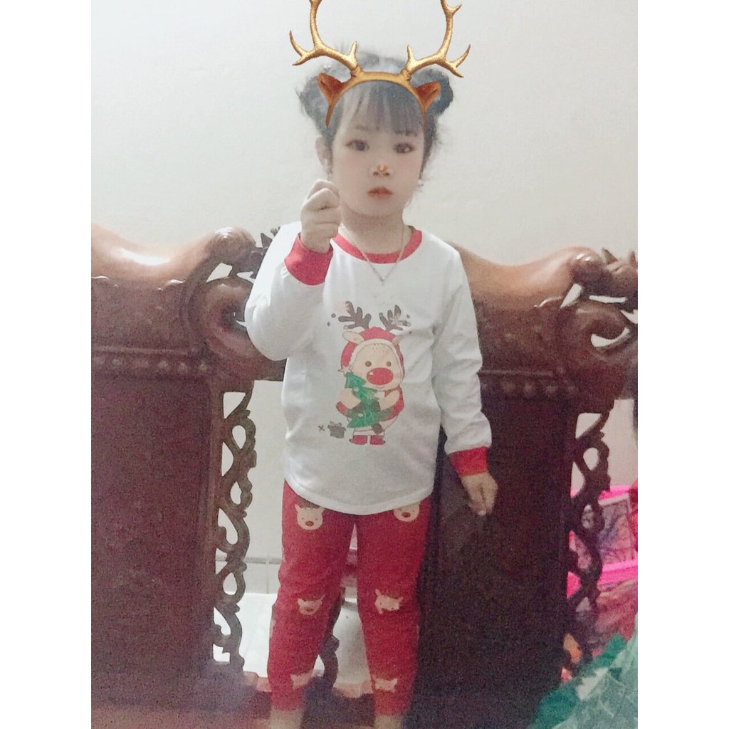 Đồ bộ Noel dài tay thu đông họa tiết giáng sinh cho bé trai, bé gái (10-20kg)