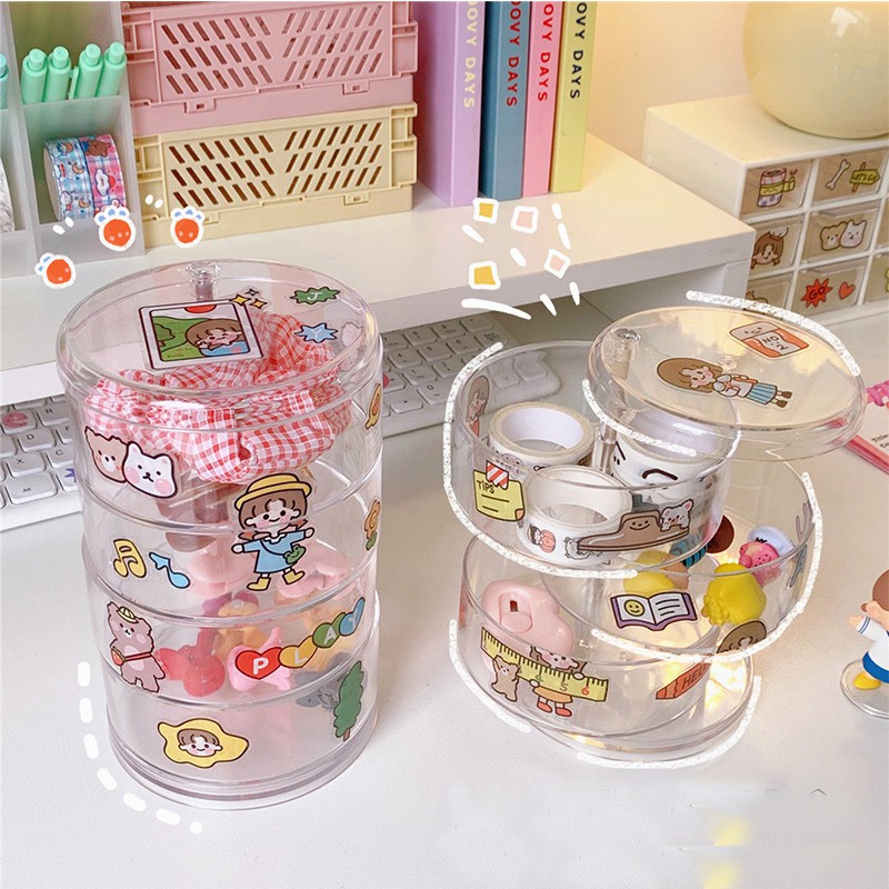 Hộp đựng đồ trang điểm trong suốt xoay 360 độ đa năng tiện lợi