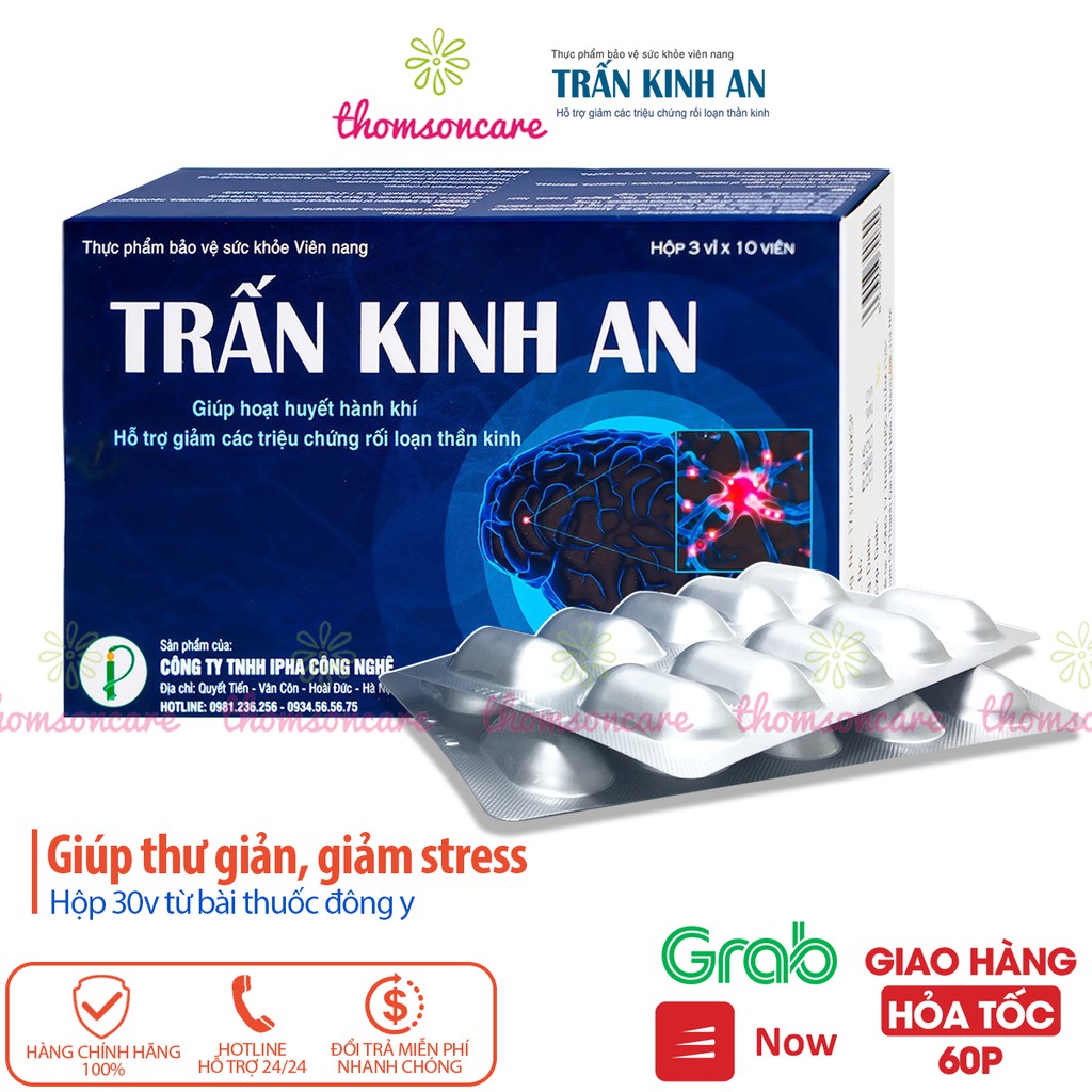 Trấn kinh an - hỗ trợ giảm rối loạn thần kinh, mất ngủ, đau đầu - Hộp 30 viên từ Hoàng kỳ, đan sâm và thảo dược
