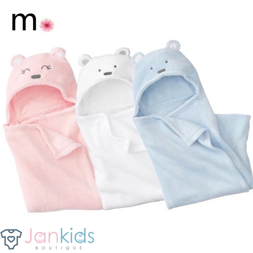 Chăn ủ sơ sinh hình gấu có mũ/ khăn choàng ủ minizon cho bé