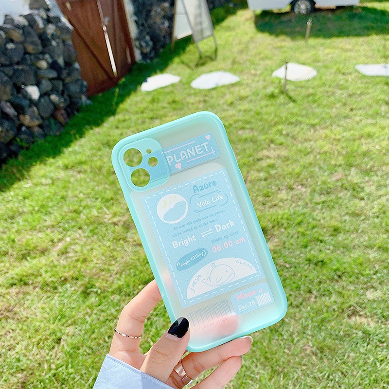 Ốp lưng iphone Tickeet & Planet nhám viền nổi cong 5/5s/6/6plus/6s/6splus/7/7plus/8/8plus/x/xs/11/12/pro/max/plus/promax | BigBuy360 - bigbuy360.vn