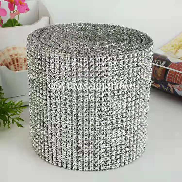 1 Cuộn dây ruy băng đính đá dùng để trang trí nội thất Trang Trí Tiệc Cưới