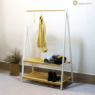 Giá Treo Quần Áo Bằng Gỗ Chữ A Màu Phối 2 Tầng Kệ