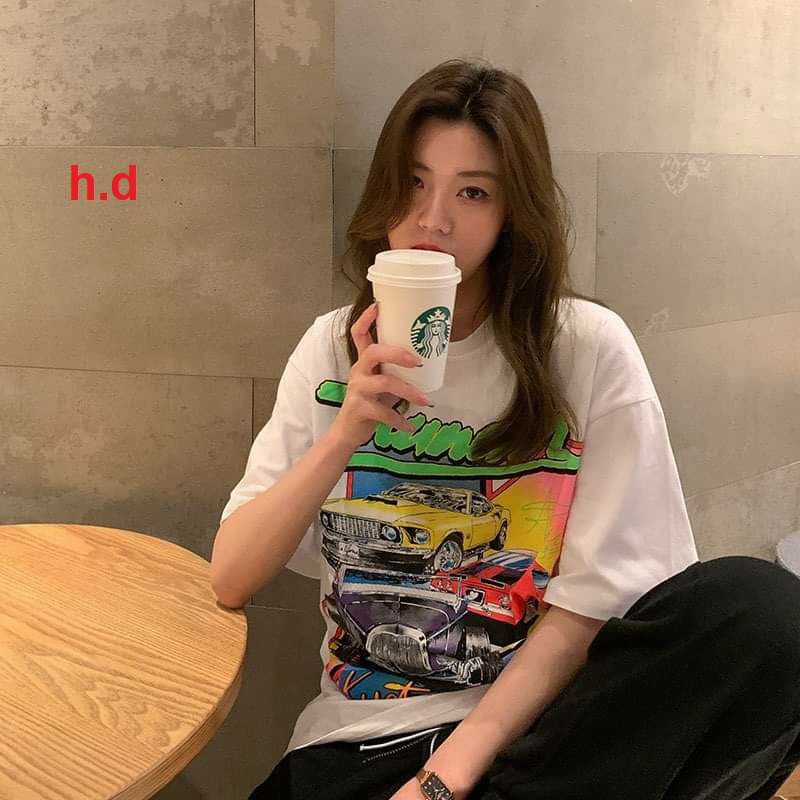 Áo Thun Cổ Tròn Phom Rộng Basic Phong Cách Ulzzang KusTom❤  Áo Cộc Tay Chất Liệu Cotton Unisex nam nữ