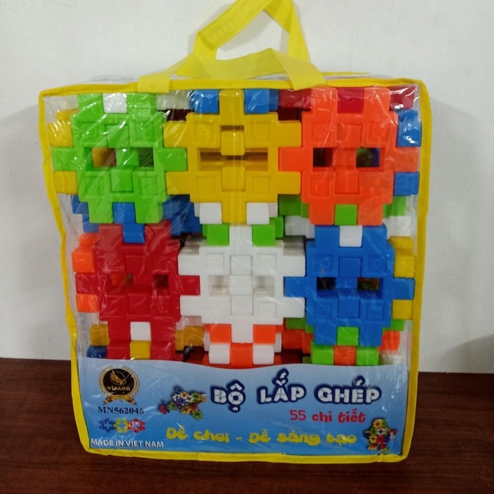 Bộ Đồ Chơi Lắp Ghép Mô Hình 55 Chi Tiết Vijago Loại To  Và Loại Nhỏ An Toàn Cho Bé