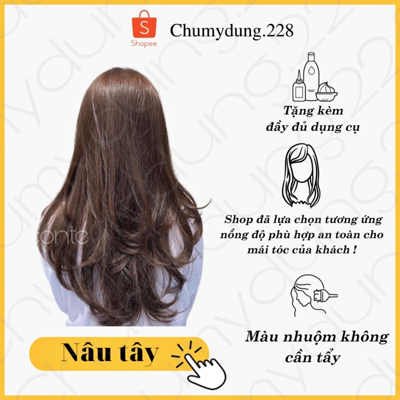 Thuốc nhuộm tóc màu Nâu Tây (không cần tẩy tóc)