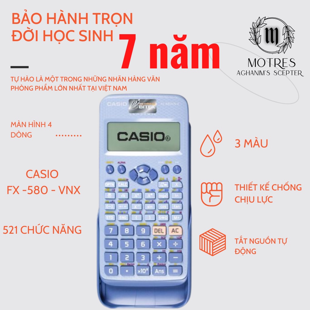 Máy tính Casio Fx-580vn X- Bảo hành 7 năm chính hãng