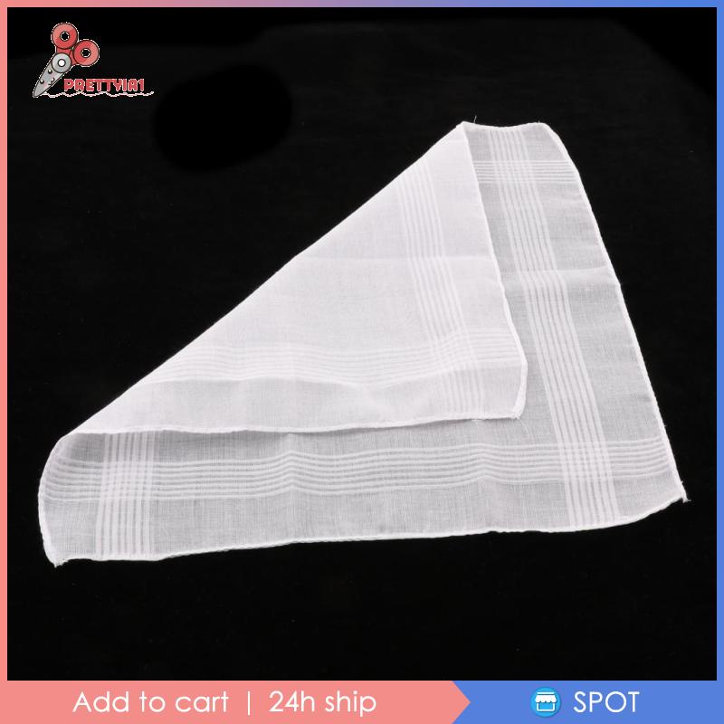 [Prettyia1] Set 3 Khăn Tay Cotton Mềm Mại Hình Vuông Bỏ Túi Thoải Mái Hanky Kerchief Cho Nam
