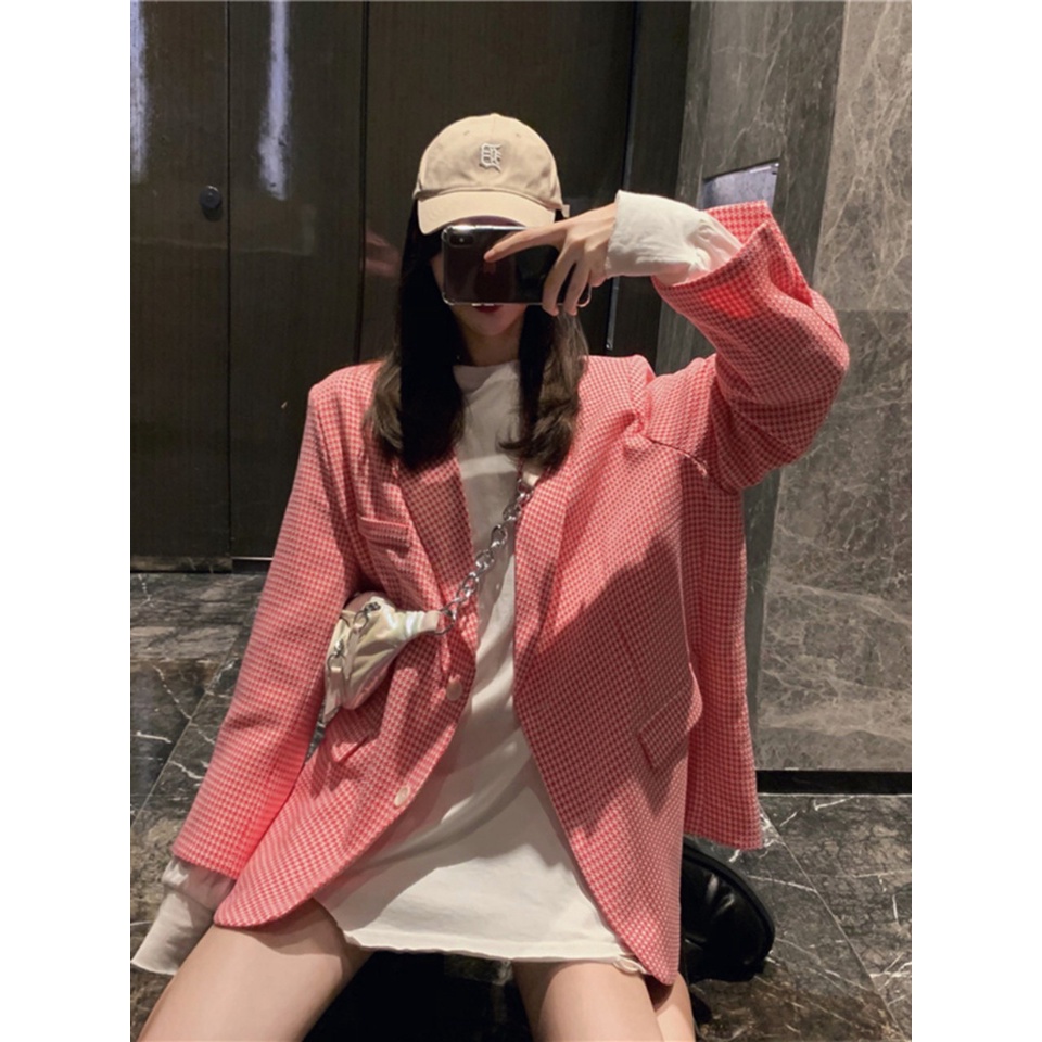 Ảnh thật 3 hình cuối-HC540.Áo blazer Tweed mùa xuân màu hồng sang chảnh | BigBuy360 - bigbuy360.vn