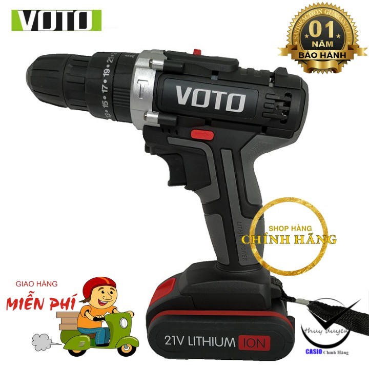 Khoan cầm tay , khoan 21v VOTO , 1 Pin,Caton , Bảo Hành 12 Tháng