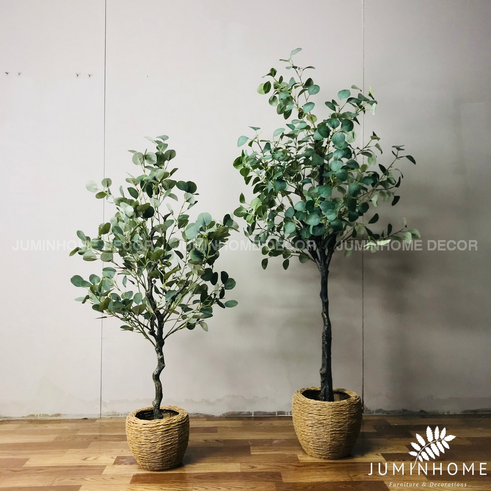 Cây giả, Cây bạch đàn giả, lá táo, lá bạc  - Cây giả decor trang trí nhà cửa nội thất phòng khách phòng ngủ