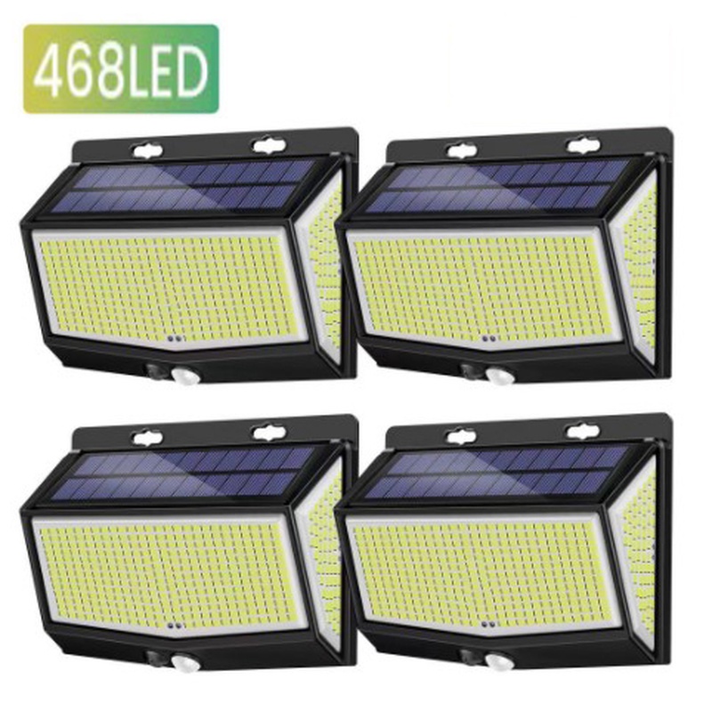 Đèn Led 3 Chế Độ 468 Bóng Cảm Biến Chuyển Động Dùng Năng Lượng Mặt Trời Chống Thấm Nước Trang Trí Ngoài Trời