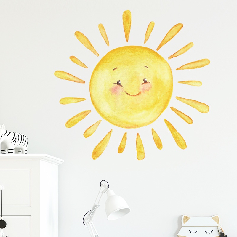 Sticker dán tường họa tiết mặt trời hoạt hình dễ thương bắt mắt