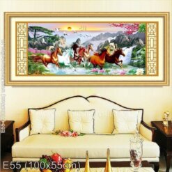 TRANH THÊU KÍN MÃ ĐÁO THÀNH CÔNG E55 (100×55) - tranh chưa thêu