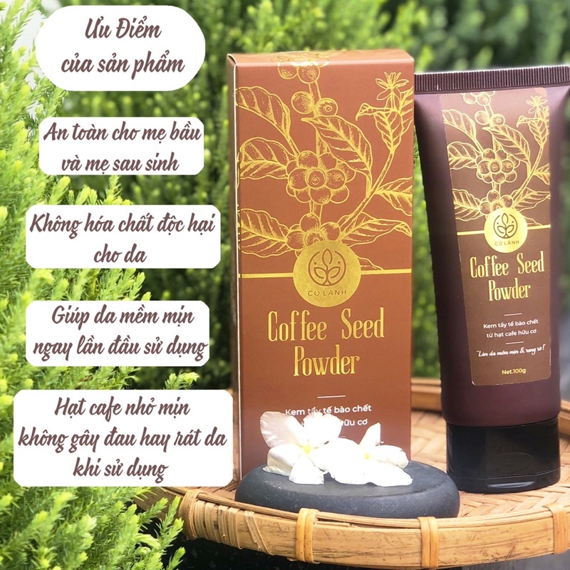 Kem tẩy tế bào chết từ hạt cà phê hữu cơ Cỏ Lành 100G
