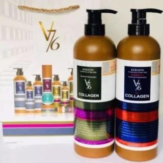 Bộ Dầu Gội và Dầu Xả V76 Collagen Keratin Mềm Mượt Phục Hồi Kích Thích Mọc Tóc 800ml*2 [Anhshopk53]