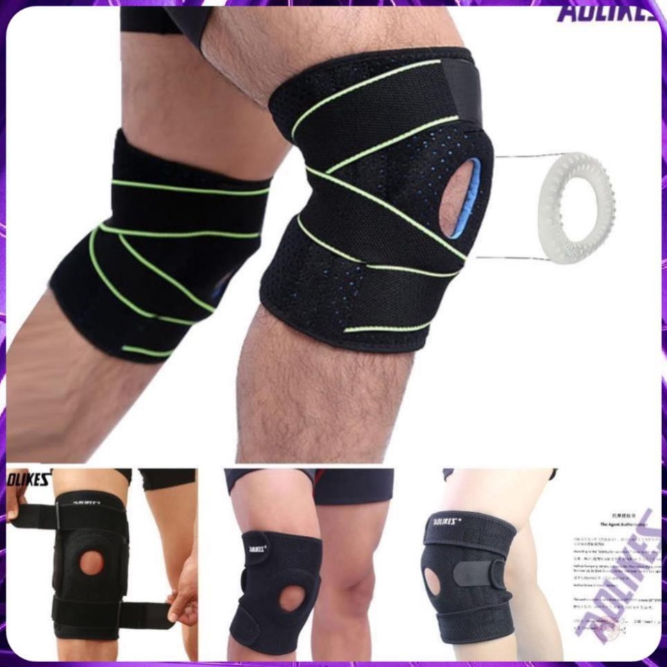 Đai đầu gối Aolikes AL 7912 7908 7616 có đệm hơi silicone thoáng khí bó ống khớp băng cuốn bảo vệ quấn gym yoga