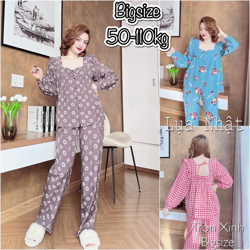 Đồ bộ Lụa Nhật - Tay dài quần dài 45-110kg