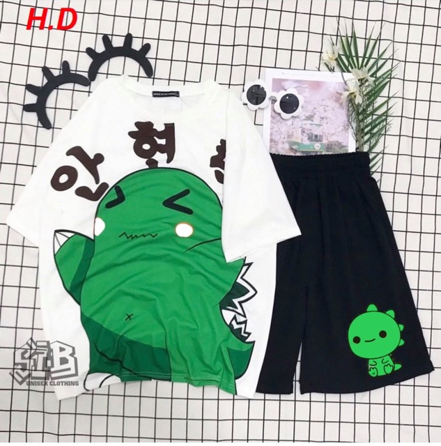 Bộ khủng long xanh chữ Hàn tici HDN765