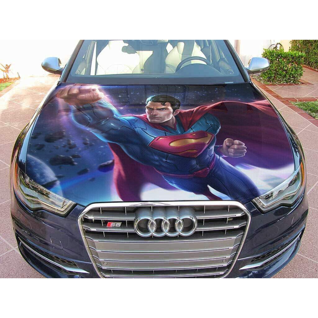 Tem Decal Xe Super Man Super Hero Sticker Dán Nắp Capo Đẹp Trang Trí Ô Tô, Xe hơi, Đồ Họa