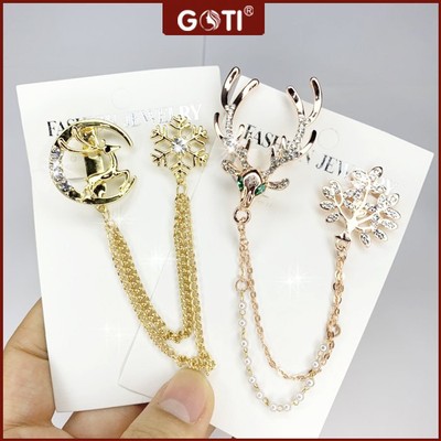 GOTI 10 - Cài Áo Tuần Lộc, Bông Tuyết Kiểu Dáng Trâm Cài Phụ Kiện Đẹp Dành Cho Nữ Cài Áo, Váy Đầm