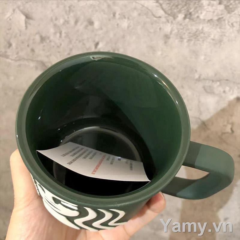 ☂☎♕Starbucks Cup 2021 Anniversary Classic Goddess Dark Green Ceramic Mug Simple Coffee 320