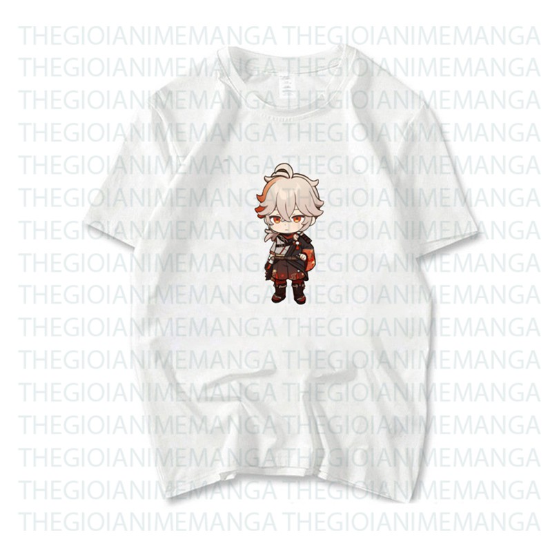 Áo thun phông trắng in hình nhân vật KAZUHA game GENSHIN IMPACT chibi anime thời trang nam nữ cá tính