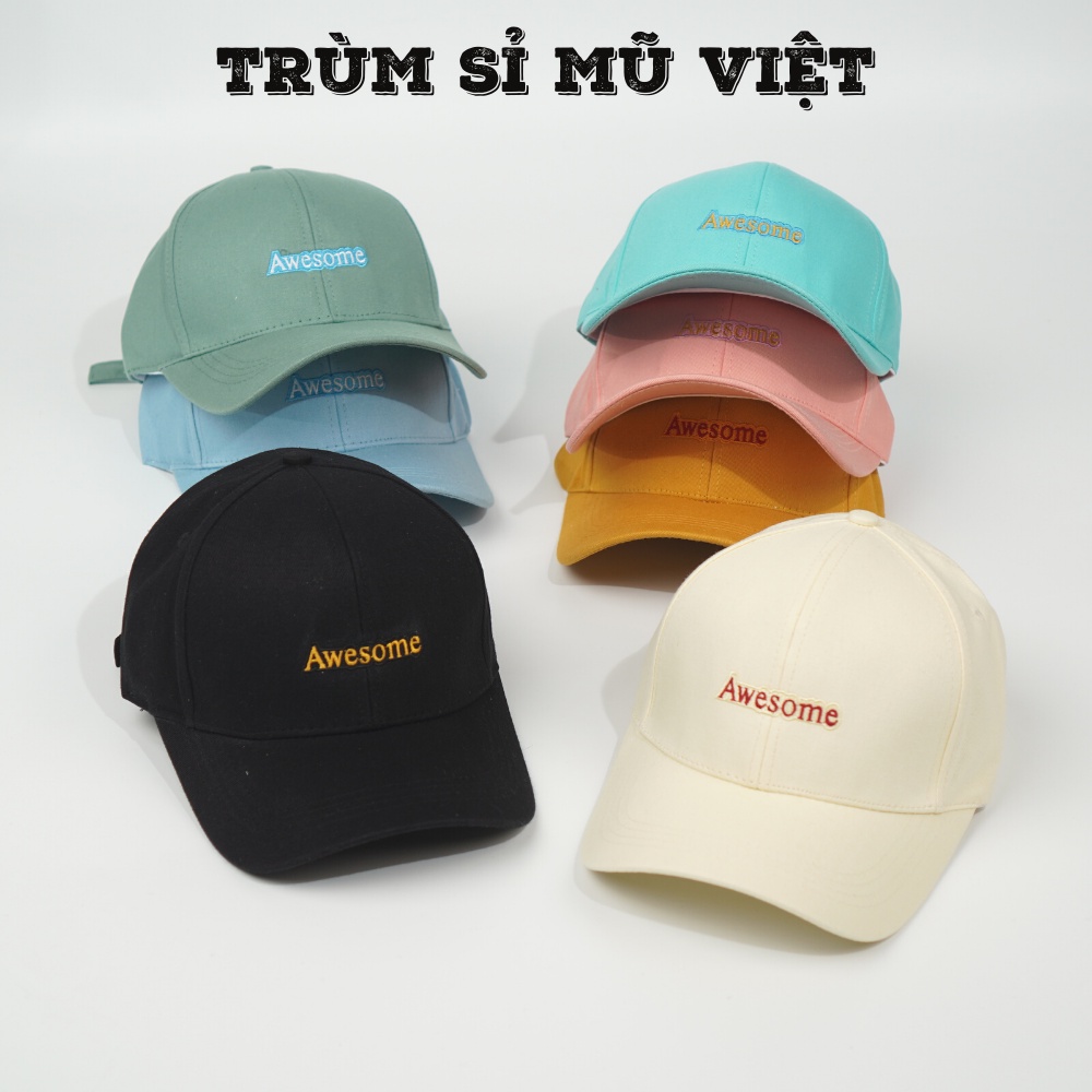 Nón kết ❤️ Mũ lưỡi trai thêu chữ Awesome chất kaki cao cấp form đẹp unisex nam nữ N45