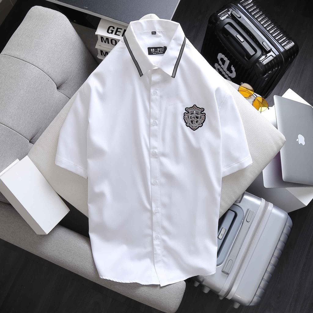 SALE BIGSIZE Áo sơ mi BB - Boiz nam tay dài thêu logo bigsize 70kg - 80kg mặc đẹp - mẫu 8 9