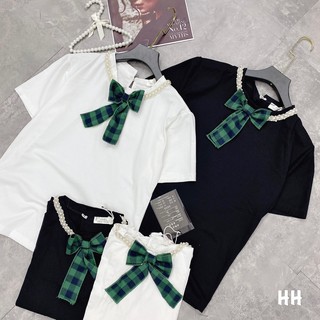 Áo Phông nơ kẻ xanhz siêu hot