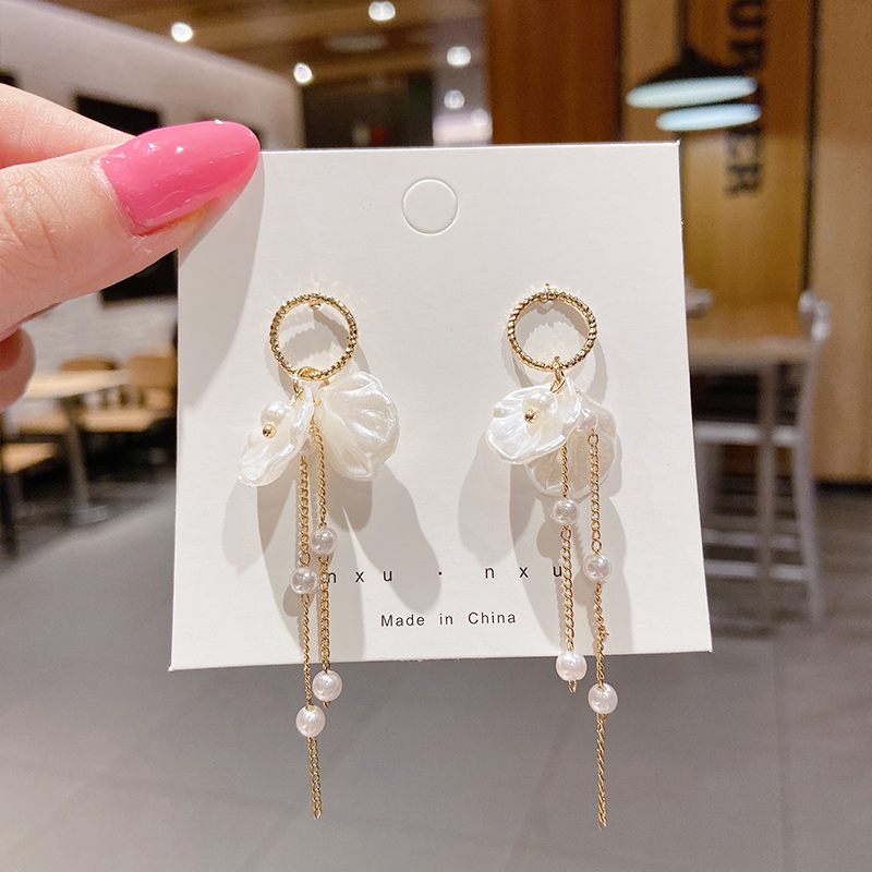 Korean Style Temperament Tassel Earrings Long S925 Silver Earrings