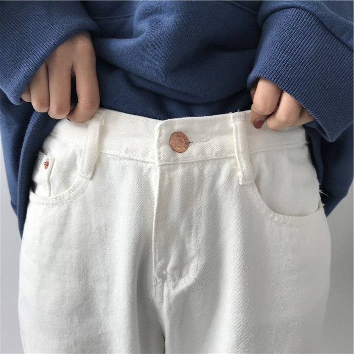 (sẵn ĐEN S) quần kaki cạp khóa ống suông rách gối hai màu đen trắng - KK02 | BigBuy360 - bigbuy360.vn