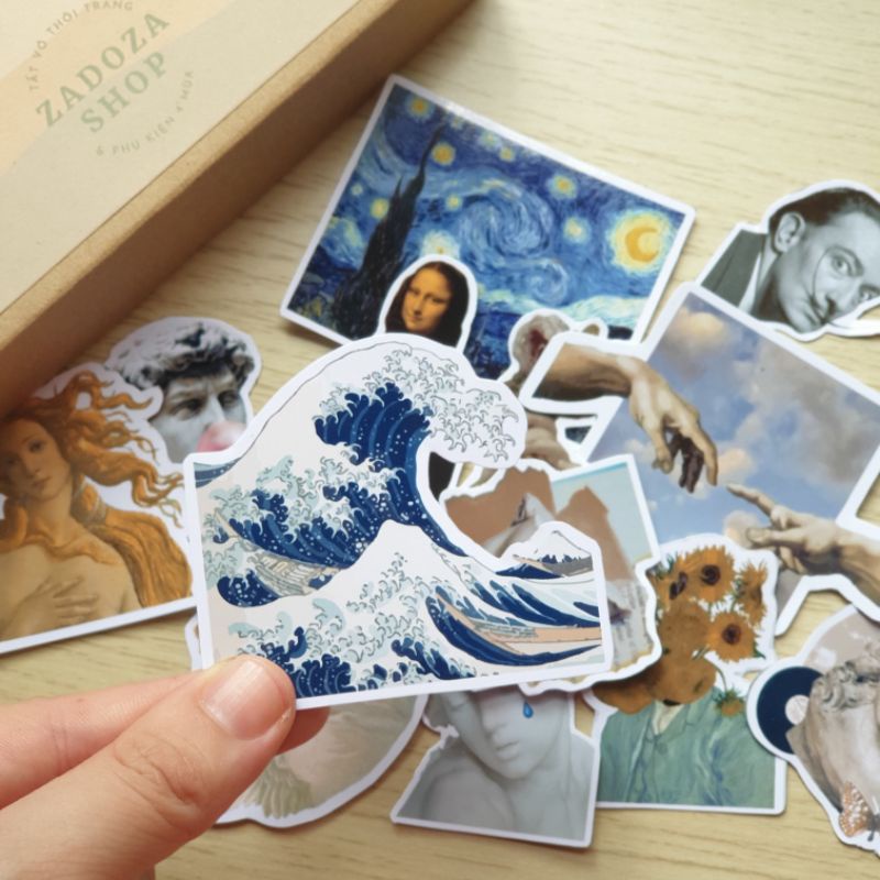 Sticker hình dán trang trí mũ bảo hiểm, laptop chủ đề hội họa cổ điển phong cách vintage classic