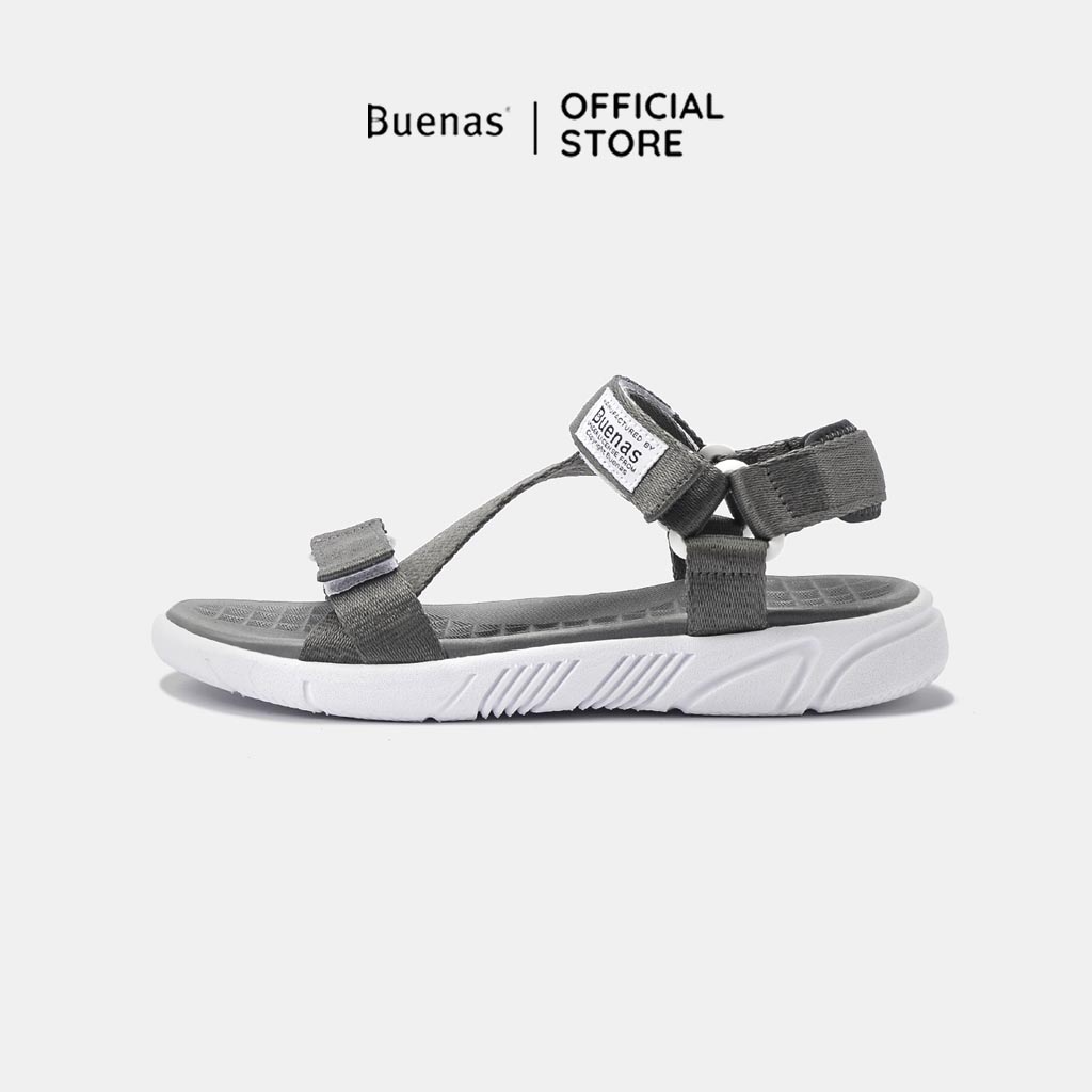 Sandal nữ nam đi học quai chéo đẹp thương hiệu Buenas S5 sport ghi chính hãng giày dép quai hậu nữ nam đế cao 3 phân