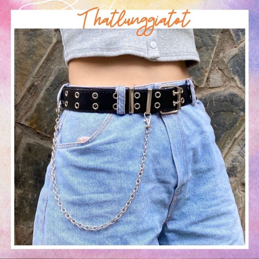 Thắt lưng lỗ, chain cá tính- dây nịt nam nữ unisex phong cách ulzzang hàn quốc, TONGKHOQUANAONU